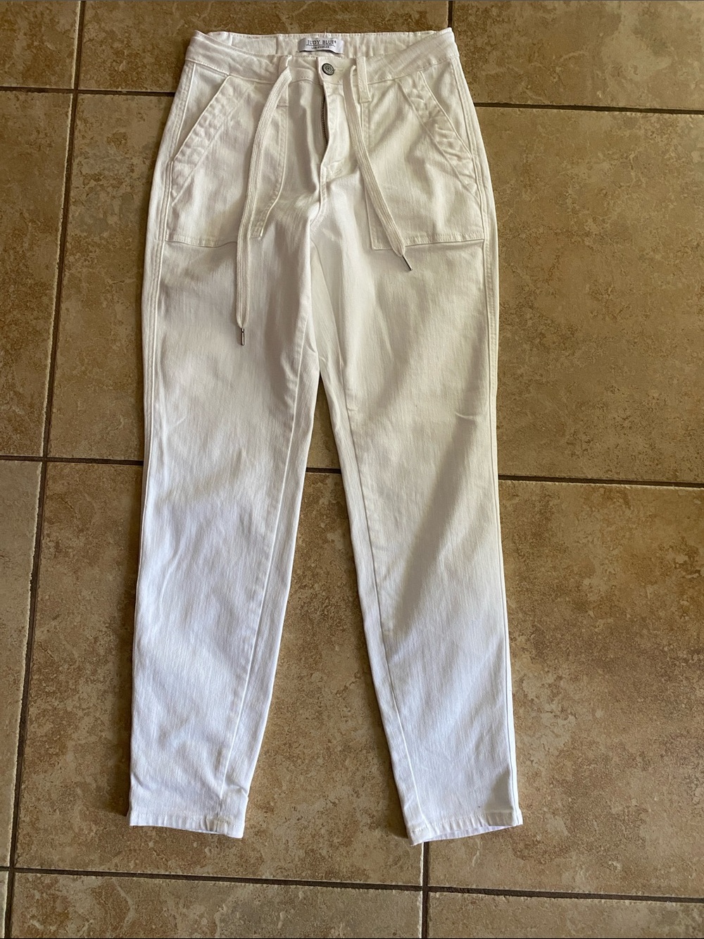 Judy Blue White Drawstring Chino Pants 1/25